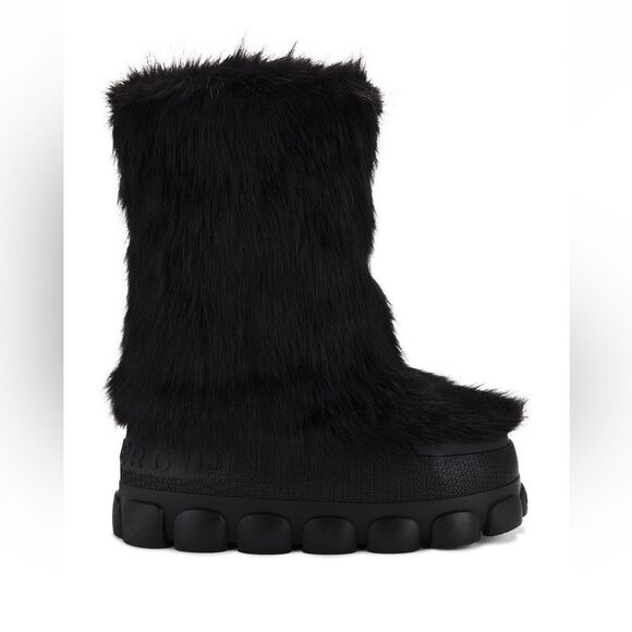 Goldbergh Fun Fur Snow Boots NWT US 9 Black Waterproof Apres Ski Moon Boots - Picture 2 of 10